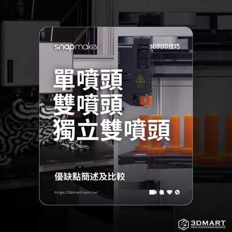 【3D列印應用】Snapmaker 單噴頭、雙噴頭、IDEX獨立雙噴頭：優缺點簡述及比較