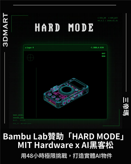 【3D列印】Bambu Lab贊助HARD MODE－麻省理工學院硬體×AI智慧黑客馬拉松